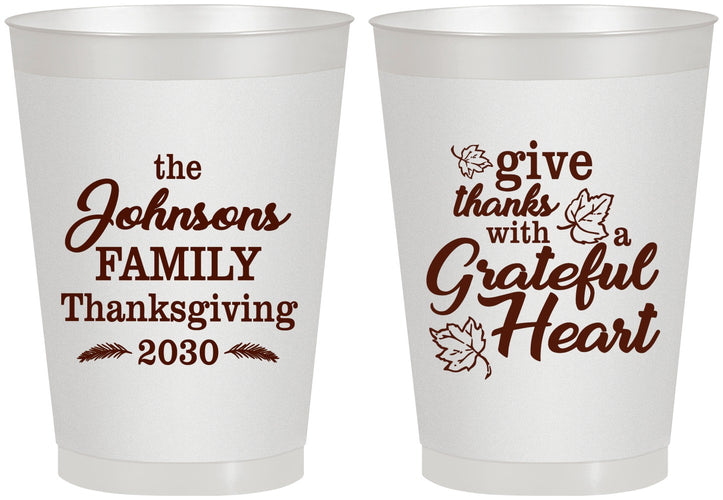 Personalized Thanksgiving 8 oz Frosted Cups - Grateful | 260006
