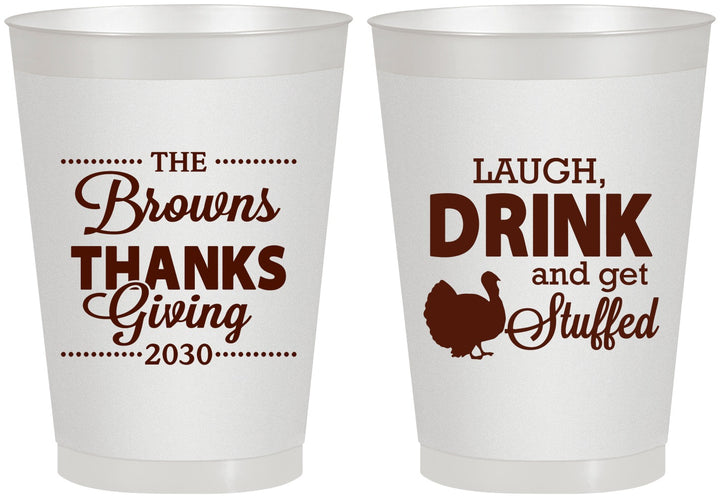 Personalized Thanksgiving 8 oz Frosted Cups - Laugh Drink Stuffed | 260007