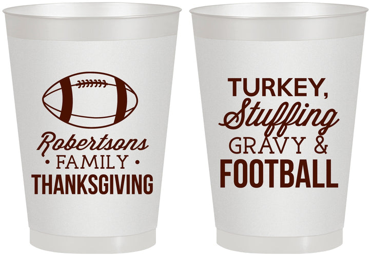 Personalized Thanksgiving 8 oz Frosted Cups - Football Turkey | 260010