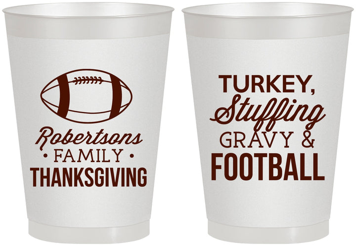 Personalized Thanksgiving 8 oz Frosted Cups - Football Turkey | 260010