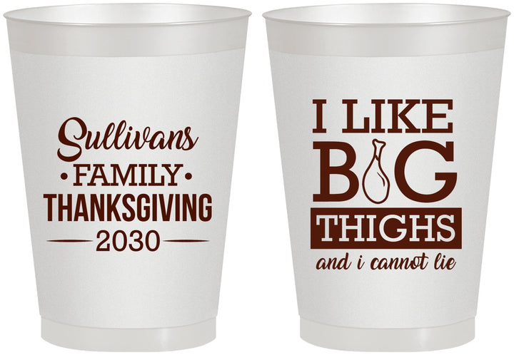 Personalized Thanksgiving 8 oz Frosted Cups - Big Thighs | 260011