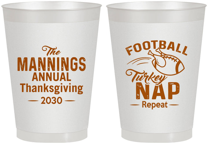 Personalized Thanksgiving 8 oz Frosted Cups - Football Turkey | 260012