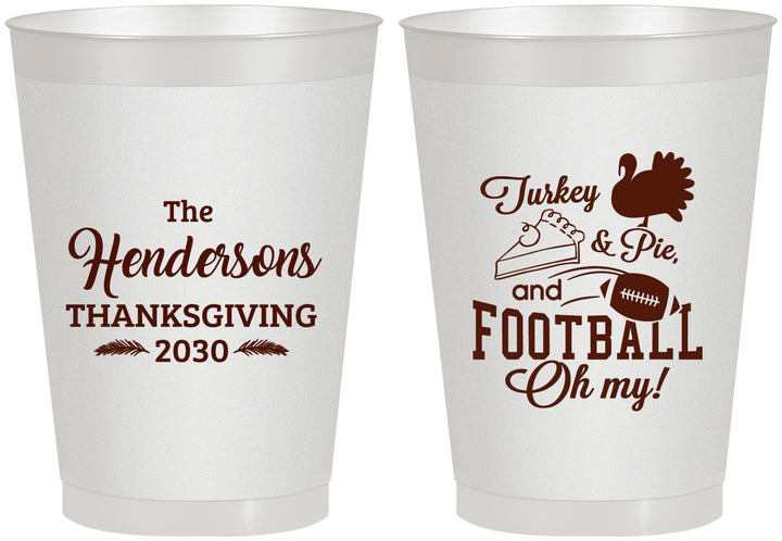 Personalized Thanksgiving 8 oz Frosted Cups - Football Turkey | 260014
