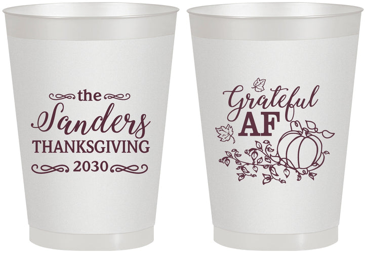 Personalized Thanksgiving 8 oz Frosted Cups - Grateful Af | 260017