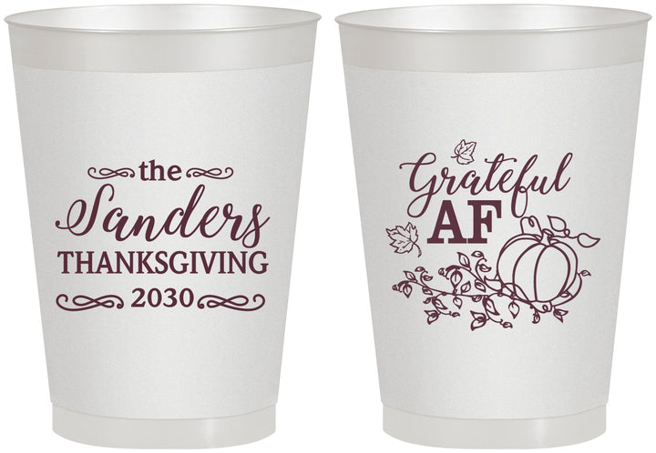 Personalized Thanksgiving 8 oz Frosted Cups - Grateful Af | 260017