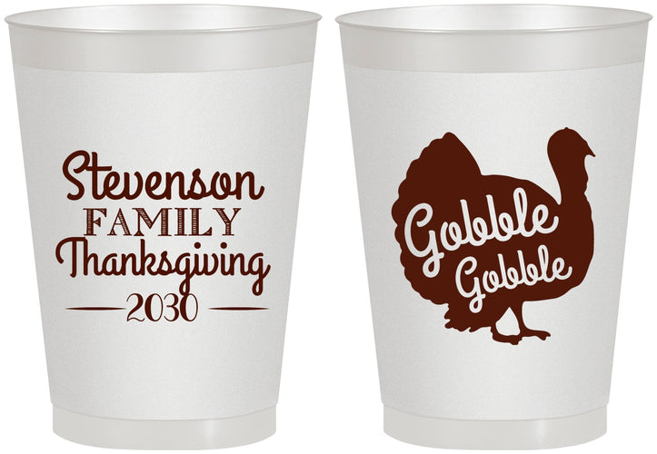 Personalized Thanksgiving 8 oz Frosted Cups - Gobble Turkey | 260018