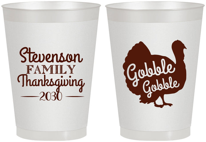 Personalized Thanksgiving 8 oz Frosted Cups - Gobble Turkey | 260018
