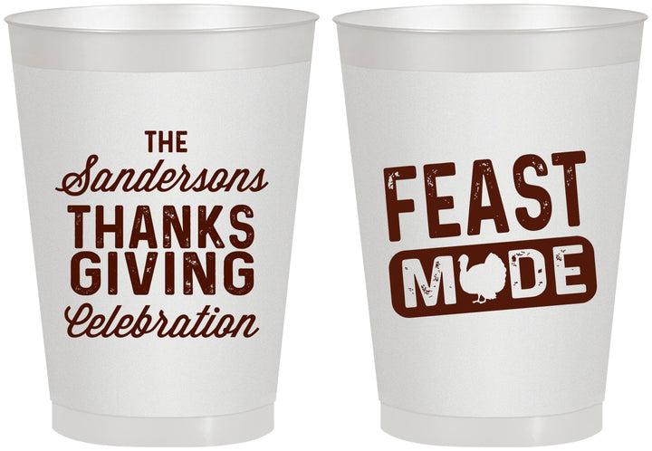 Personalized Thanksgiving 8 oz Frosted Cups - Feast Mode | 260019