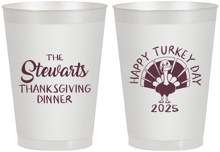 Personalized Thanksgiving 8 oz Frosted Cups - Turkey Day | 260021