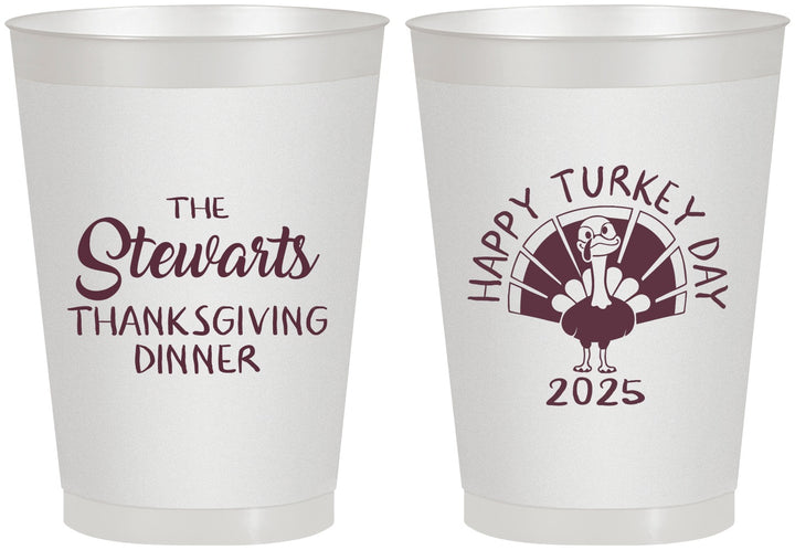 Personalized Thanksgiving 8 oz Frosted Cups - Turkey Day | 260021