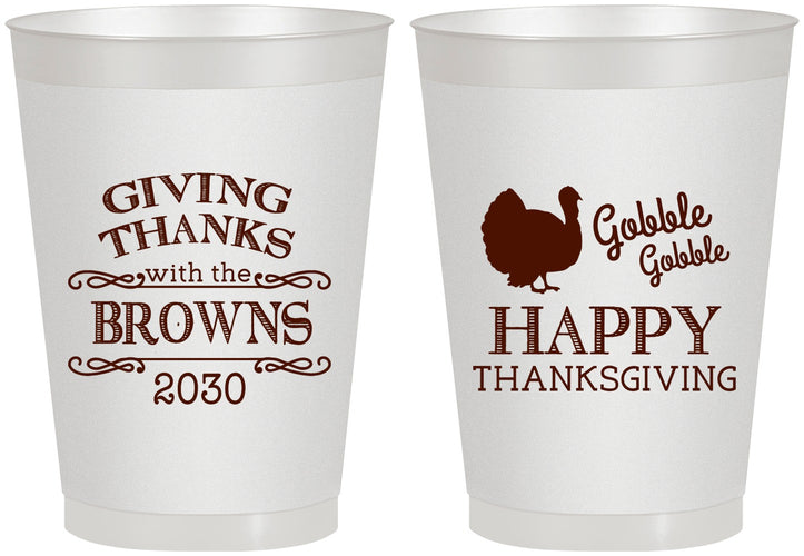 Personalized Thanksgiving 8 oz Frosted Cups - Gobble Gobble | 260022