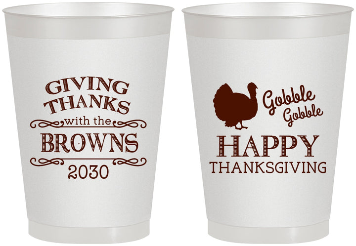 Personalized Thanksgiving 8 oz Frosted Cups - Gobble Gobble | 260022