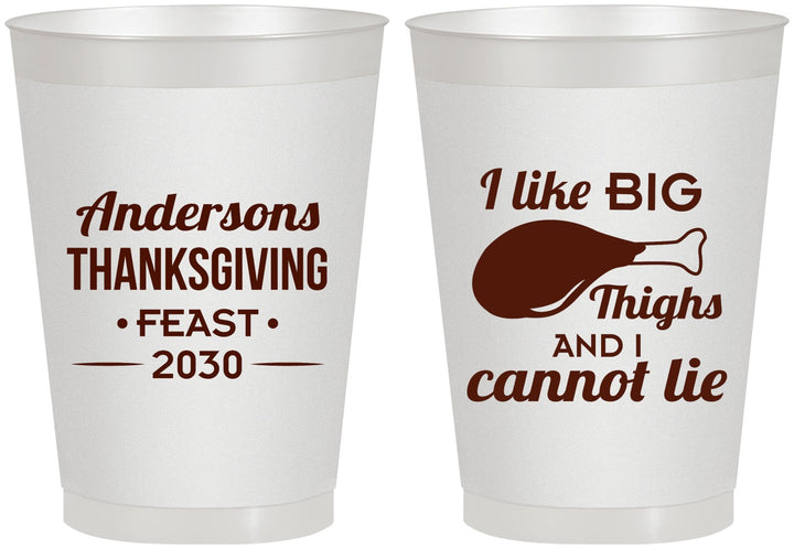 Personalized Thanksgiving 8 oz Frosted Cups - Big Thighs | 260023