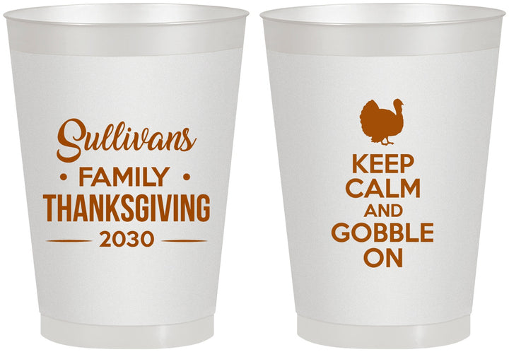 Personalized Thanksgiving 8 oz Frosted Cups - Gobble Turkey | 260024