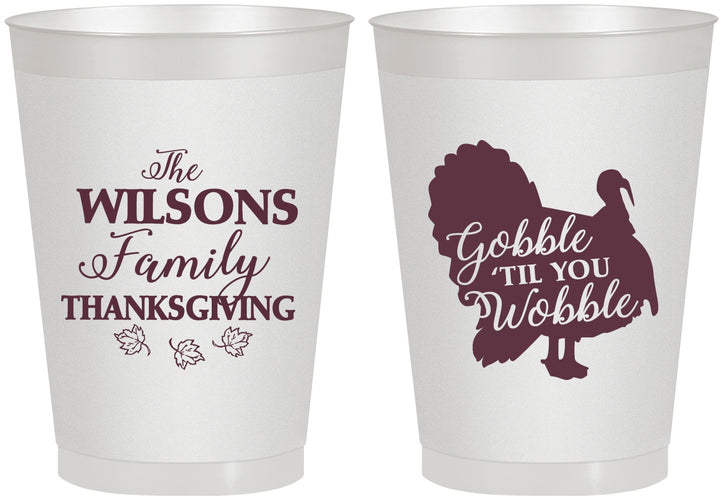 Personalized Thanksgiving 8 oz Frosted Cups - Gobble Til You Wobble | 260025