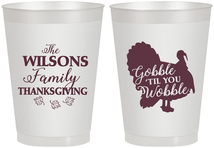 Personalized Thanksgiving 8 oz Frosted Cups - Gobble Til You Wobble | 260025