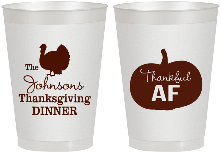 Personalized Thanksgiving 8 oz Frosted Cups - Thankful Af | 260026