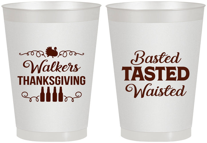 Personalized Thanksgiving 8 oz Frosted Cups - Basted Tasted Waisted | 260027