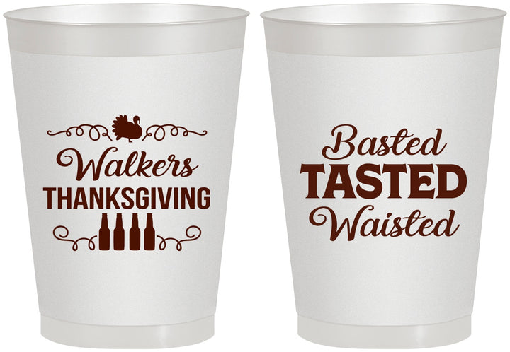 Personalized Thanksgiving 8 oz Frosted Cups - Basted Tasted Waisted | 260027