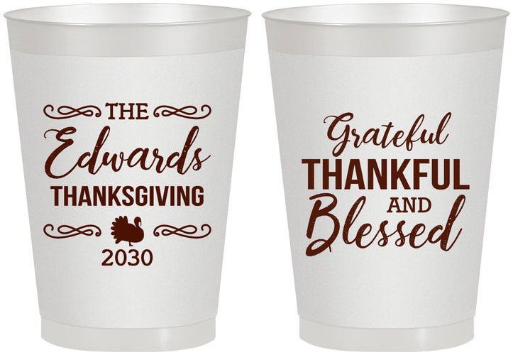 Personalized Thanksgiving 8 oz Frosted Cups - Grateful Blessed | 260030