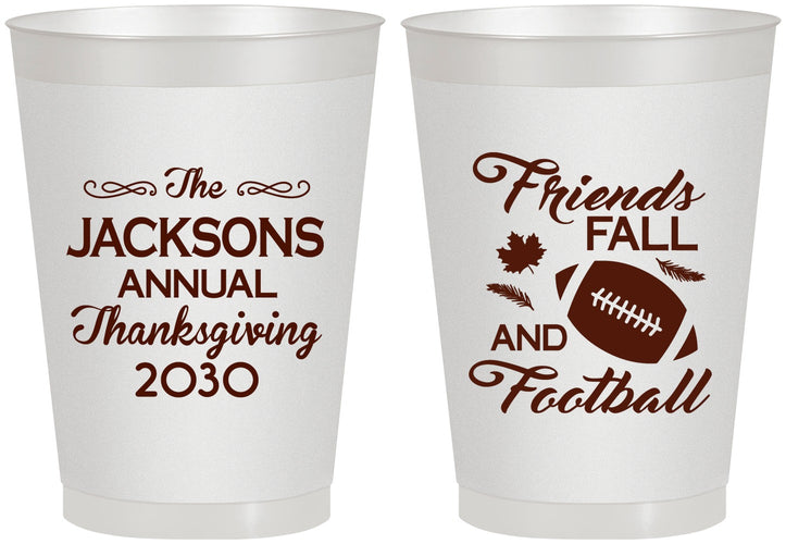 Personalized Thanksgiving 8 oz Frosted Cups - Football | 260031