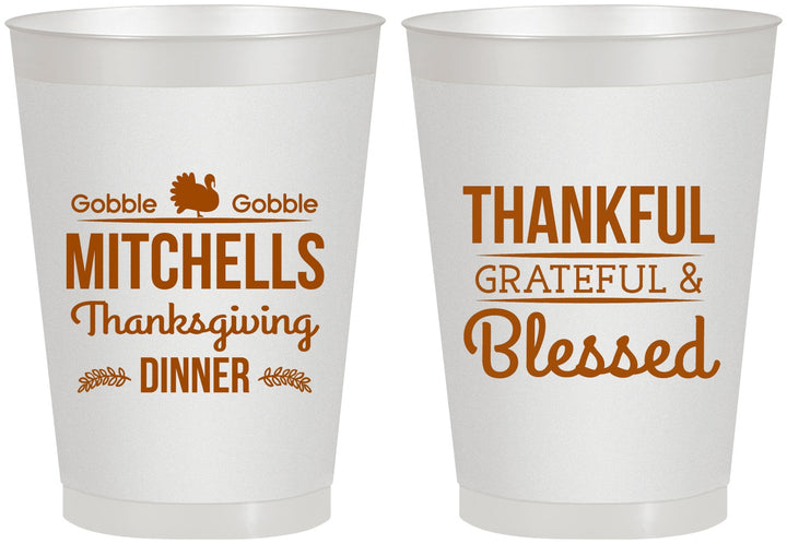 Personalized Thanksgiving 8 oz Frosted Cups - Thankful Blessed | 260032