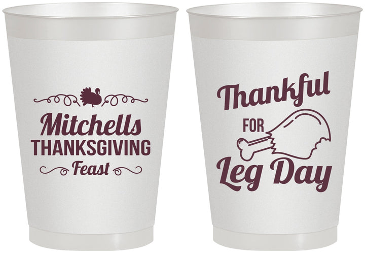 Personalized Thanksgiving 8 oz Frosted Cups - Leg Day | 260033