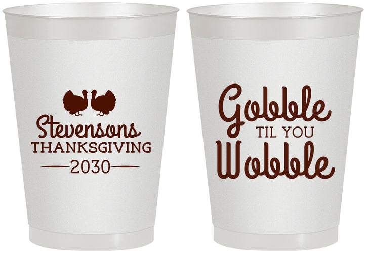 Personalized Thanksgiving 8 oz Frosted Cups - Gobble Til You Wobble | 260034