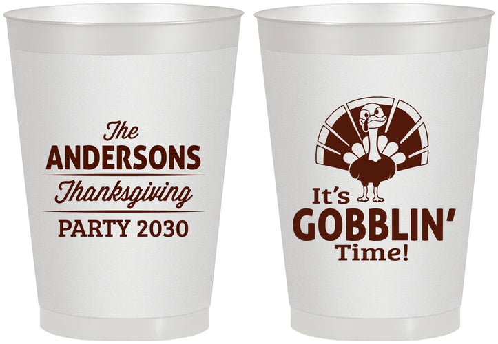 Personalized Thanksgiving 8 oz Frosted Cups - Turkey Gobblin | 260035
