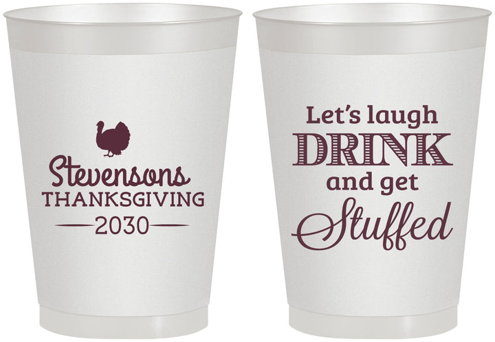 Personalized Thanksgiving 8 oz Frosted Cups - Turkey Stuffed | 260037