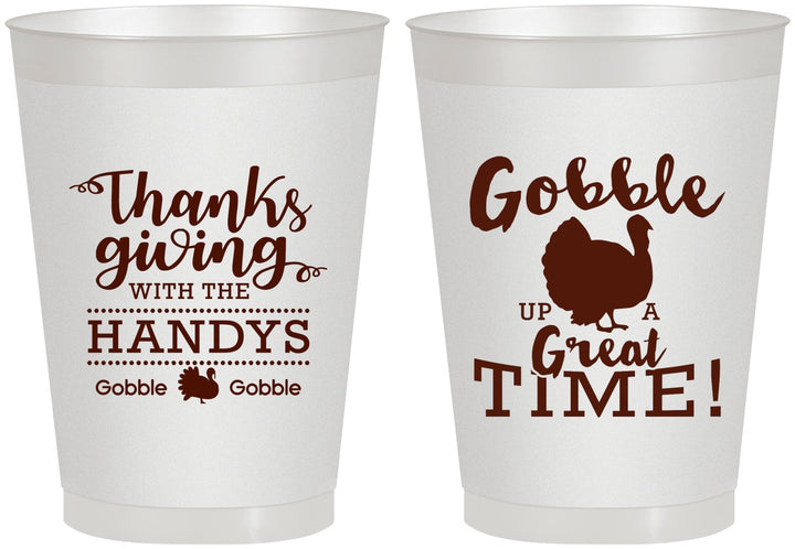 Personalized Thanksgiving 8 oz Frosted Cups - Turkey Gobble | 260043