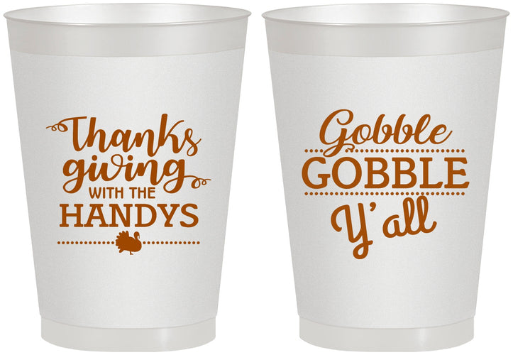 Personalized Thanksgiving 8 oz Frosted Cups - Gobble Gobble | 260044