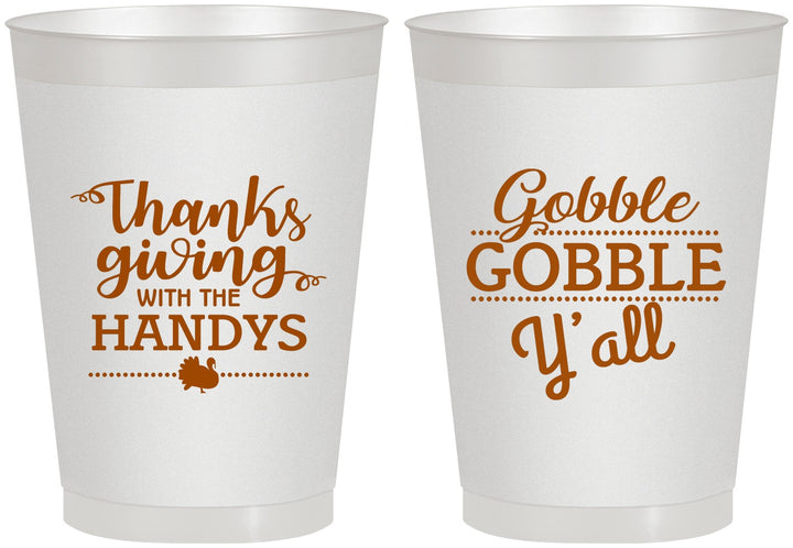 Personalized Thanksgiving 8 oz Frosted Cups - Gobble Gobble | 260044