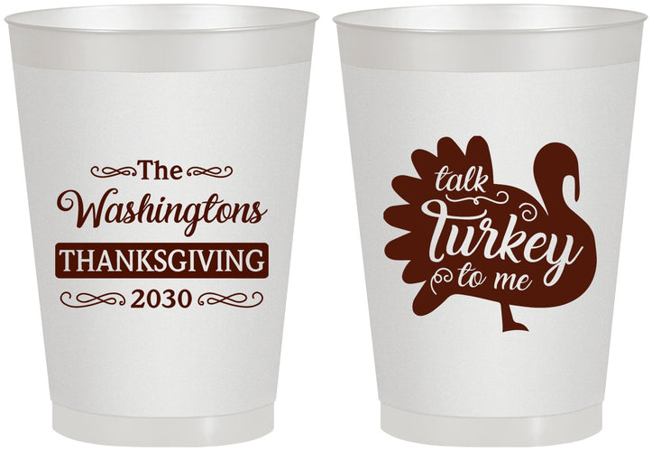 Personalized Thanksgiving 8 oz Frosted Cups - Talk Turkey To Me | 260046