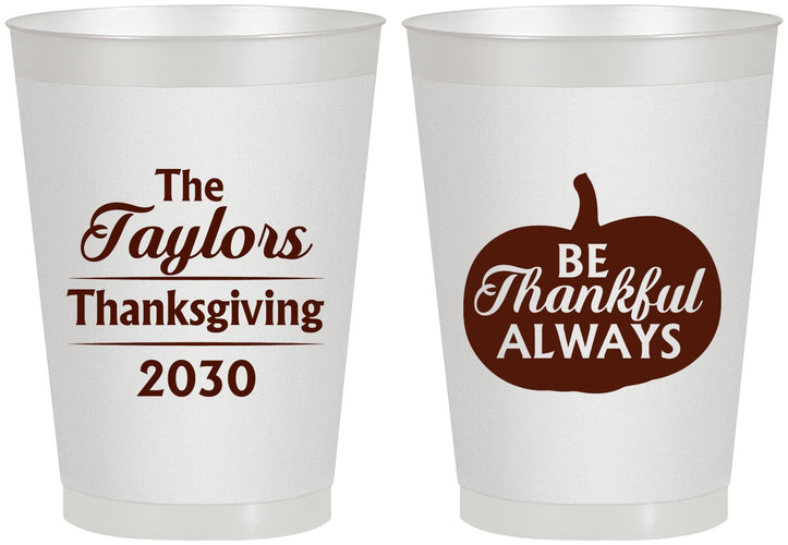 Personalized Thanksgiving 8 oz Frosted Cups - Pumpkin Thankful | 260047