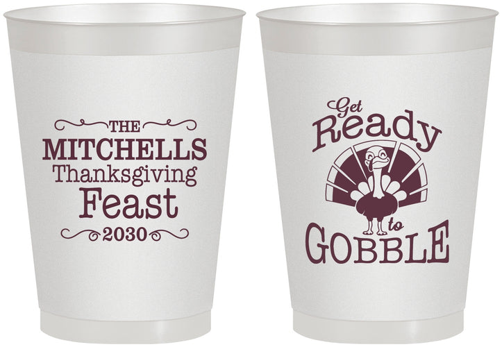 Personalized Thanksgiving 8 oz Frosted Cups - Turkey Gobble | 260049