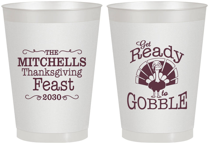Personalized Thanksgiving 8 oz Frosted Cups - Turkey Gobble | 260049