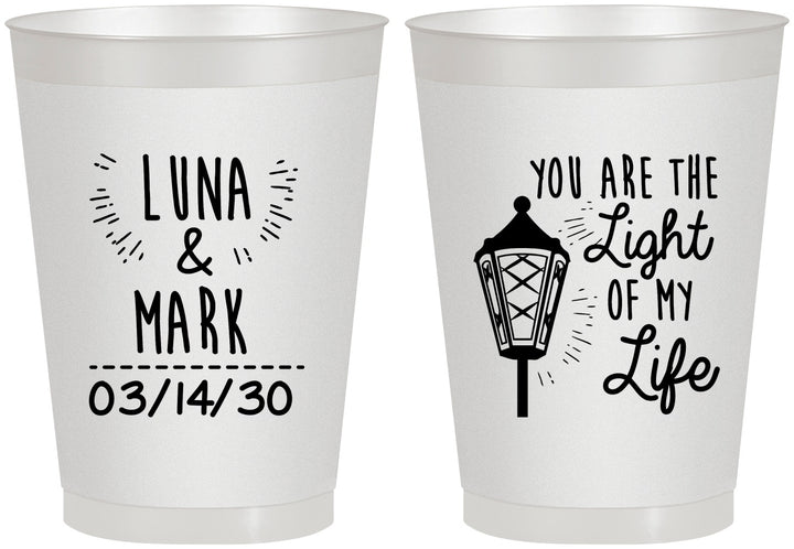 Personalized Wedding 8 oz Frosted Cups - You Are The Light Of My Life | 261