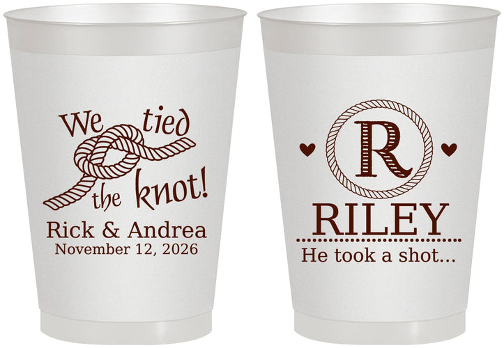 Personalized Wedding 8 oz Frosted Cups - We Tied The Knot | 263