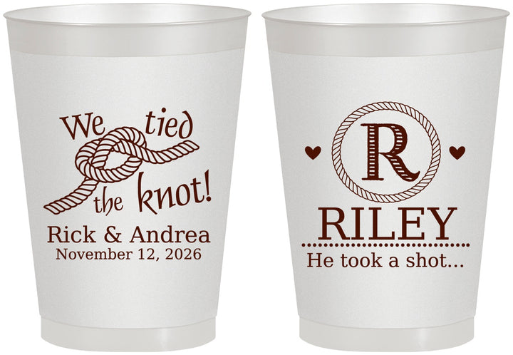 Personalized Wedding 8 oz Frosted Cups - We Tied The Knot | 263