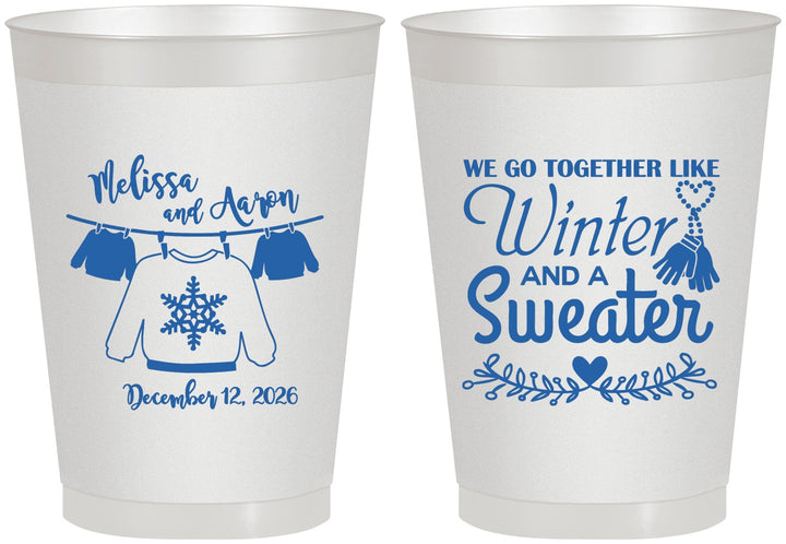 Personalized Wedding 8 oz Frosted Cups - Christmas Sweater | 265