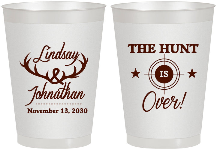 Personalized Wedding 8 oz Frosted Cups - The Hunt Is Over | 266