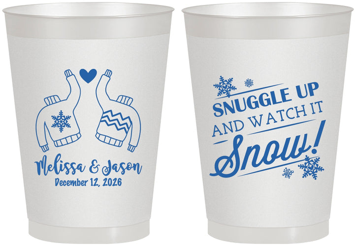 Personalized Wedding 8 oz Frosted Cups - Christmas Snow | 268