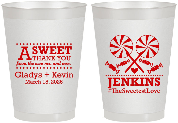 Personalized Wedding 8 oz Frosted Cups - Sweet Thank You | 269
