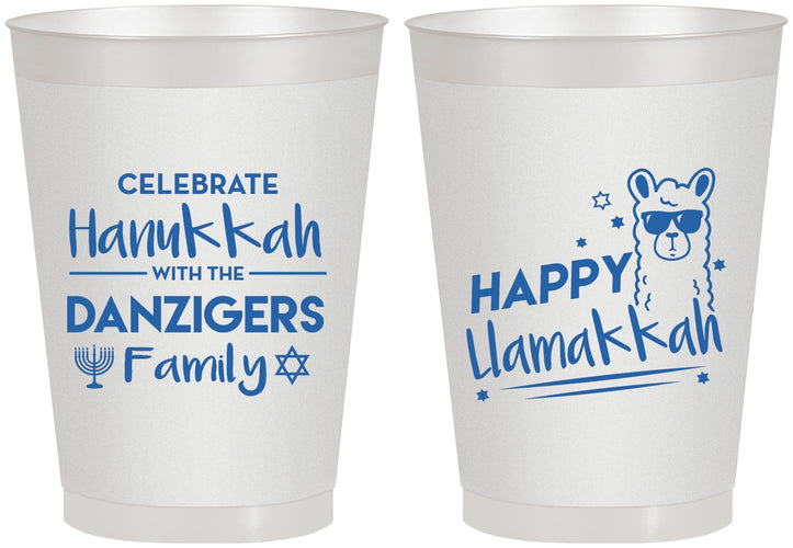 Personalized Hanukkah 8 oz Frosted Cups - Llamakkah | 270018