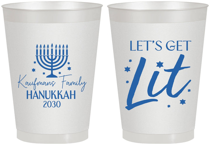 Personalized Hanukkah 8 oz Frosted Cups - Lets Get Lit | 270020