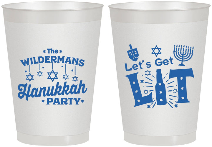 Personalized Hanukkah 8 oz Frosted Cups - Lets Get Lit | 270022