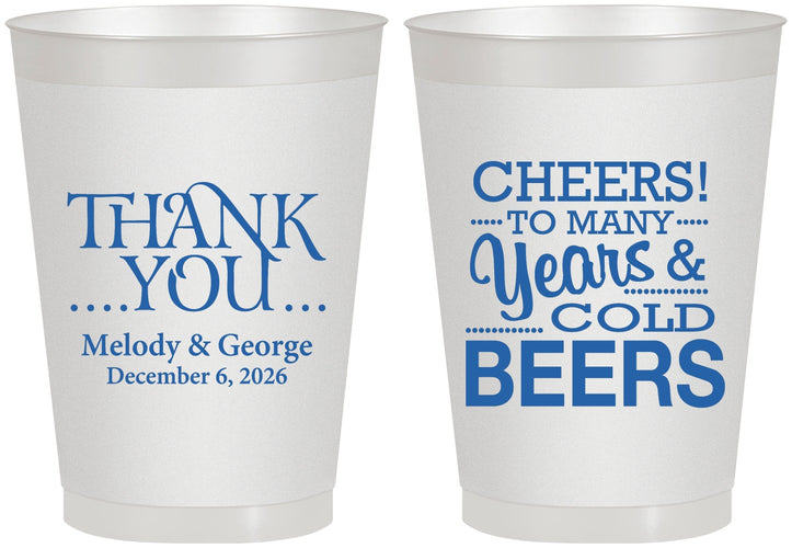 Personalized Wedding 8 oz Frosted Cups - Cheers Years Cold Beers | 271