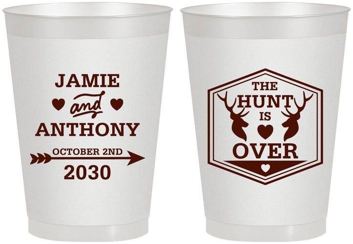 Personalized Wedding 8 oz Frosted Cups - The Hunt Is Over | 272
