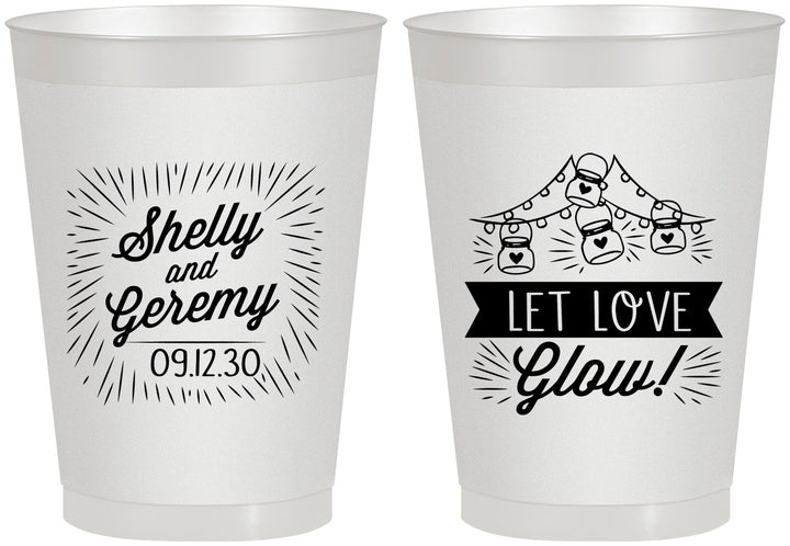 Personalized Wedding 8 oz Frosted Cups - Let Love Glow | 273